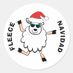 Fleece Feliz Navidad Sheep Runder Aufkleber