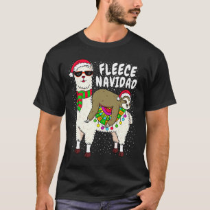 Fleece Feliz Navidad Sloth Riding Llama Weihnachte T-Shirt