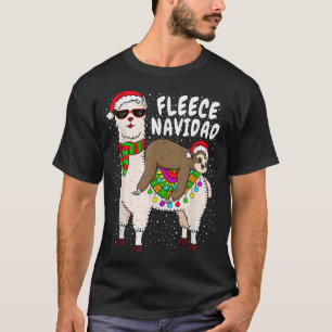 Fleece Feliz Navidad Sloth Riding Llama Weihnachte T-Shirt
