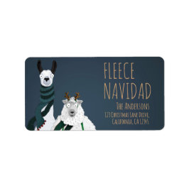 ‘Fleece Navidad’ Chic Funny Fun Llama & Sheep  Adressaufkleber
