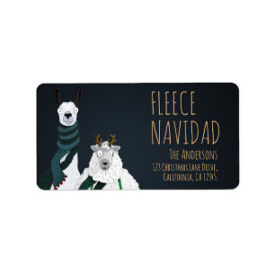 Fleece Navidad Chic Lustig Skurril Llama & Schaf W Adressaufkleber