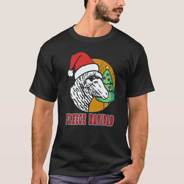 Fleece Navidad Christmas Humor Holiday Sheep Fleec T-Shirt (Vorderseite)