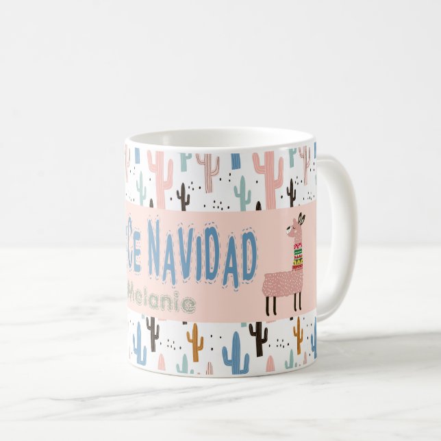 Fleece Navidad Christmas Llamas Kaffeetasse (VorderseiteRechts)