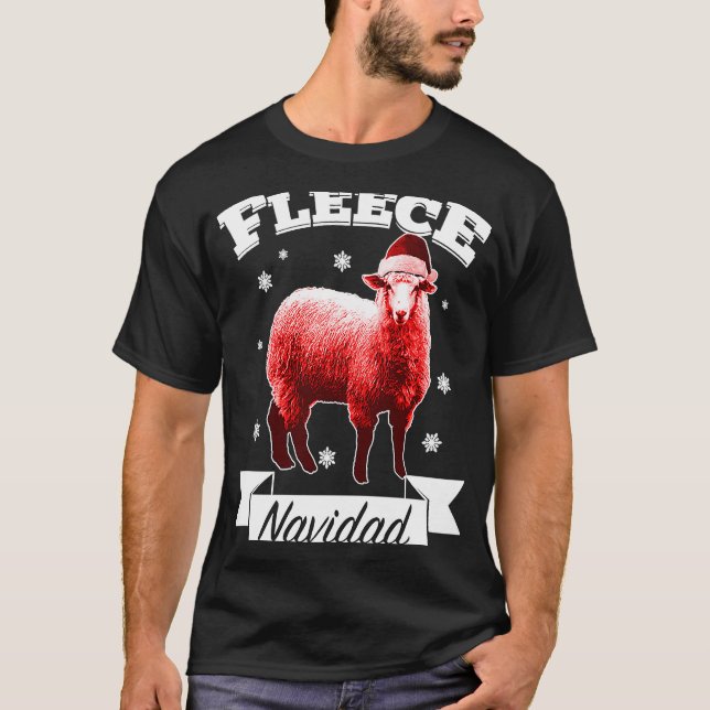 Fleece Navidad Christmas Sheep Lamb Feliz Xmas Pu T-Shirt (Vorderseite)