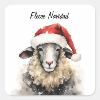 Fleece Navidad Christmas Sheep Sticker