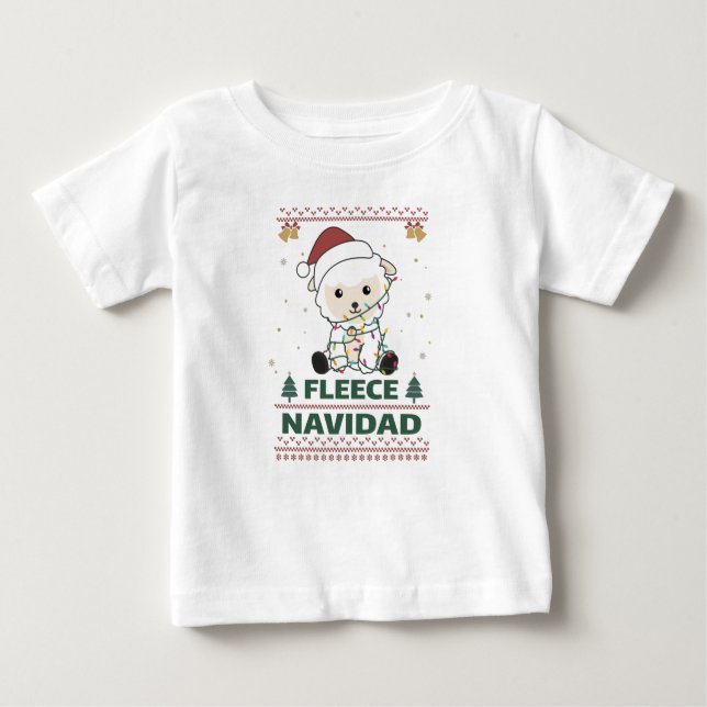 Fleece Navidad - Cute Christmas Sheep Funny Pun Ad Baby T-shirt (Vorderseite)