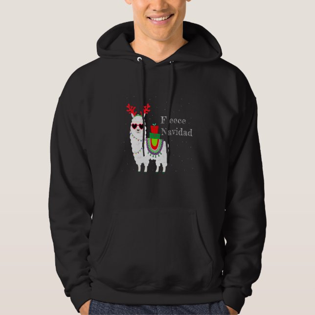 Fleece Navidad Feliz Llama Niedlich Alpaca Weihnac Hoodie (Vorderseite)