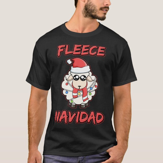 Fleece Navidad Feliz Navidad Sheep Wool Christmas T-Shirt (Vorderseite)