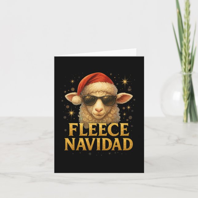 Fleece Navidad Funny Christmas Sheep Design Karte (Vorderseite)