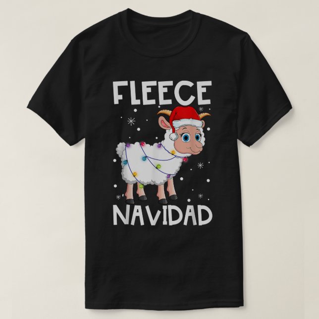 Fleece Navidad Funny Christmas Sheep Feliz Xmas Li T-Shirt (Design vorne)
