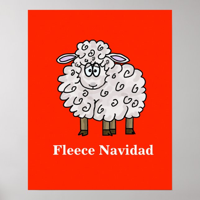 Fleece Navidad Funny Sheep Weihnachtsposter Poster (Vorne)
