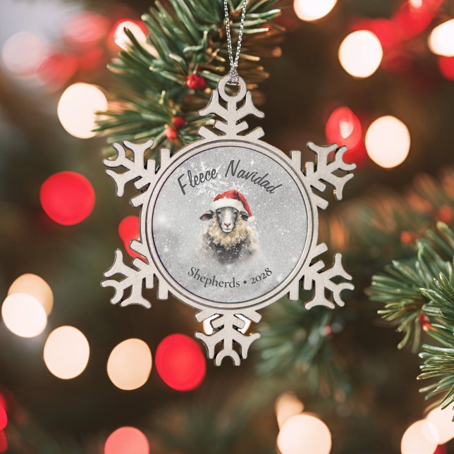 Fleece Navidad Gray Sheep Snowflake Ornament (Von Creator hochgeladen)