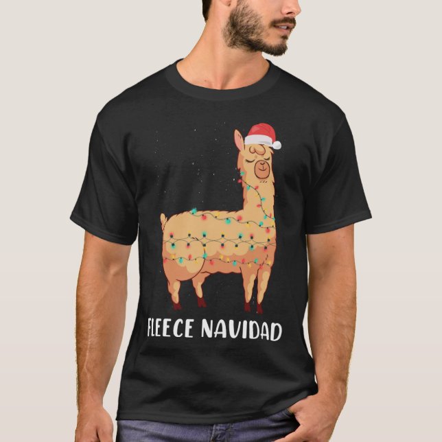 Fleece Navidad Holiday Christmas Llama Alpaca T-Shirt (Vorderseite)