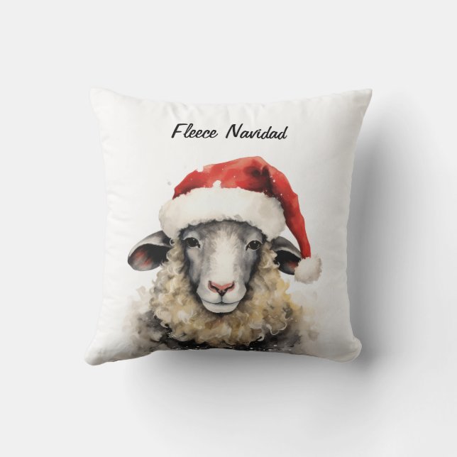 Fleece Navidad Holiday Sheep Throw Kissen (Rückseite)
