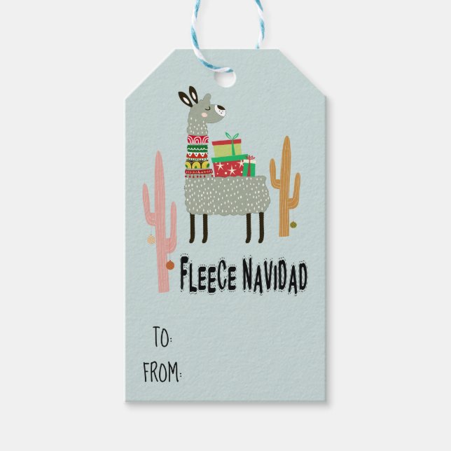 Fleece Navidad Llama Weihnachten Geschenkanhänger (Vorderseite)