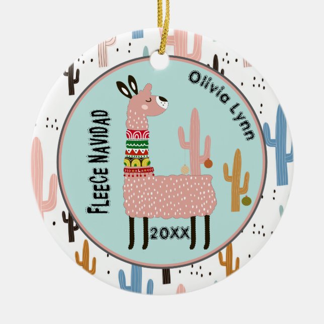 Fleece Navidad Llama Weihnachten Keramik Ornament (Vorne)