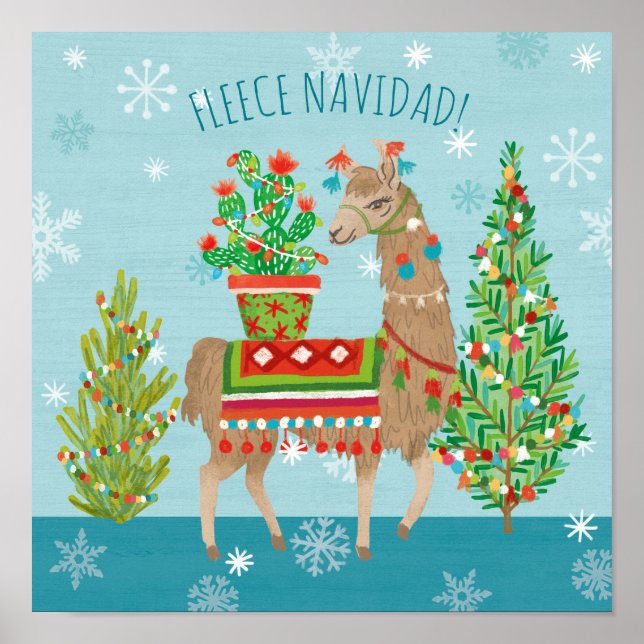 Fleece Navidad | Llamas Christmas Poster (Vorne)