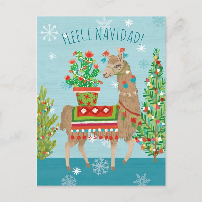 Fleece Navidad | Llamas Christmas Postkarte (Vorderseite)