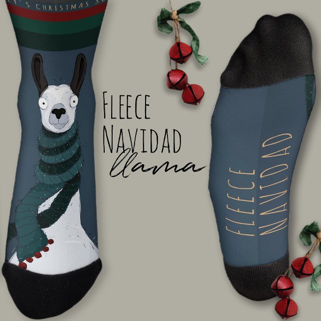 „Fleece Navidad“ Lustiger Weihnachts-Llama-Wortwit Socken (Von Creator hochgeladen)