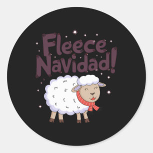 Fleece Navidad Lustiges Weihnachten Schaf Festlich Runder Aufkleber