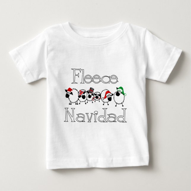 Fleece Navidad lustiges Weihnachtskleid Baby T-shirt (Vorderseite)