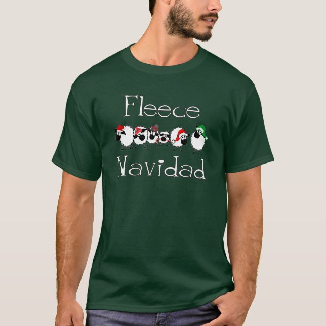 Fleece Navidad lustiges Weihnachtskleid T-Shirt (Vorderseite)