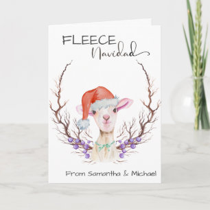 Fleece Navidad Niedlich Lamb Weihnachten Karte