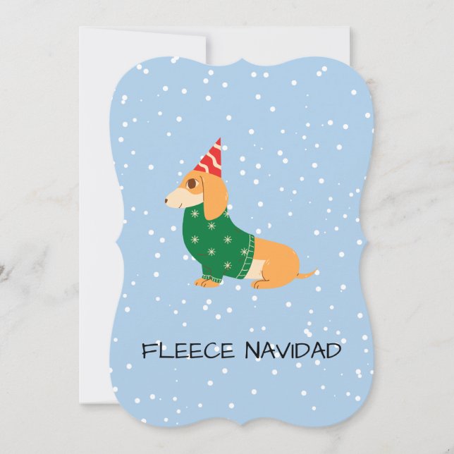 Fleece Navidad - Niedlicher Wursthund Feiertagskarte (Vorderseite)