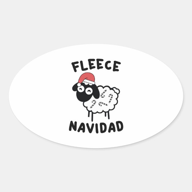 Fleece Navidad Ovaler Aufkleber (Vorderseite)
