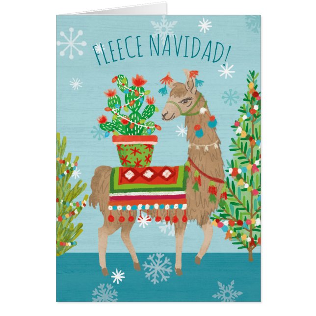 Fleece Navidad | reizendes Lama-Weihnachten (Vorne)