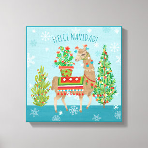 Fleece Navidad   reizendes Lama-Weihnachten Leinwanddruck