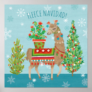 Fleece Navidad   reizendes Lama-Weihnachten Poster