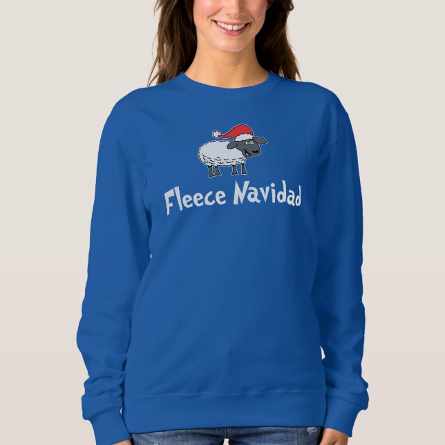Fleece Navidad Sankt Schaf-Weihnachtswortspiel Sweatshirt (Vorderseite)