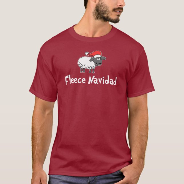 Fleece Navidad Santa Sheep Weihnachtsmann T-Shirt (Vorderseite)