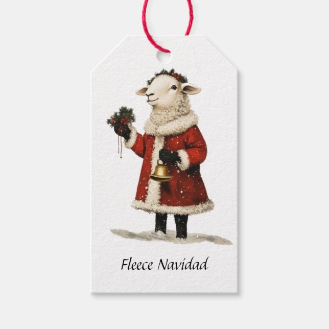 Fleece Navidad Schaf Lamm Weihnachtsmann Geschenkanhänger (Vorderseite)