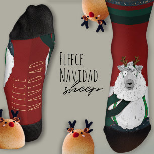 „Fleece Navidad“-Schaf Lustig Fröhlich Festlich Ro Socken
