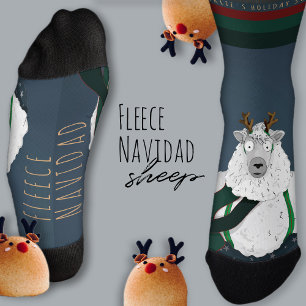 „Fleece Navidad“ Schaf Lustig Spaß Festlich Blau G Socken