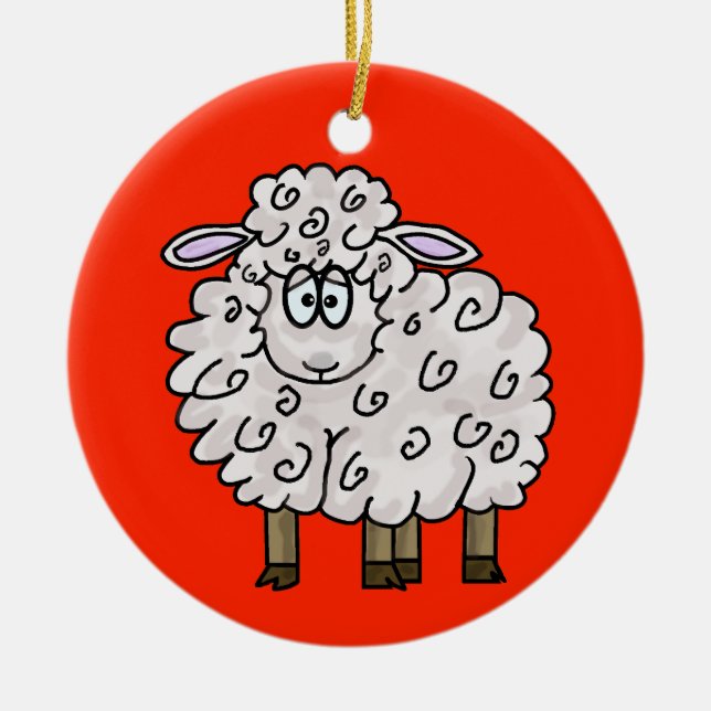 Fleece Navidad Schaf-Weihnachtsverzierung Keramikornament (Vorne)