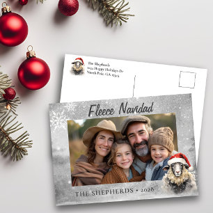Fleece Navidad Sheep Foto Holiday Postcard Feiertagspostkarte