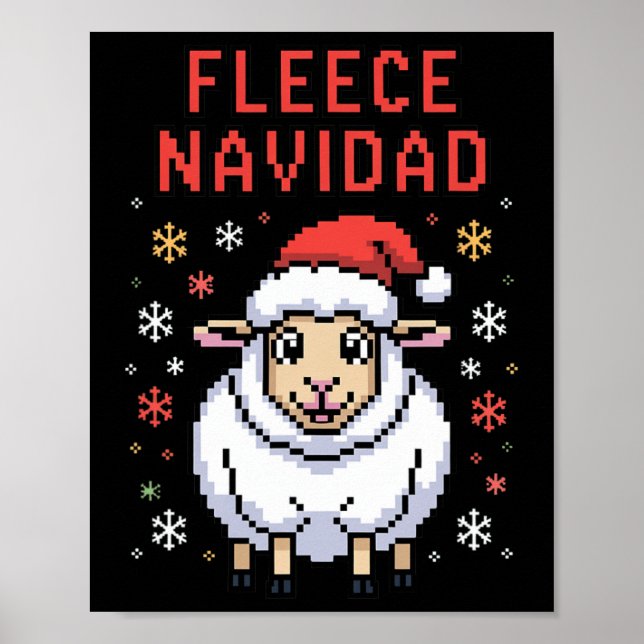 Fleece Navidad Ugly Sweater Funny Christmas Sheep Poster (Vorne)