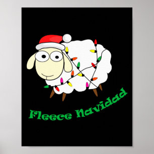 Fleece Navidad - Weihnachts-Schaf Langarm Poster