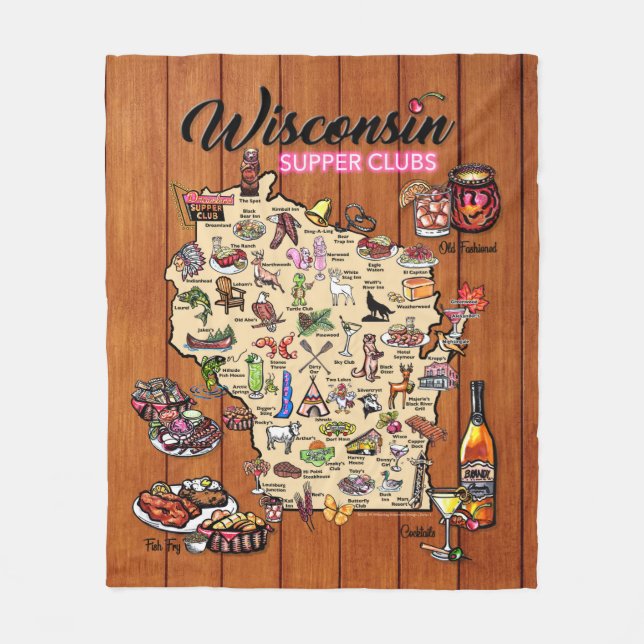 Fleece Throw - Wisconsin Supper Club Karte  (Vorderseite)