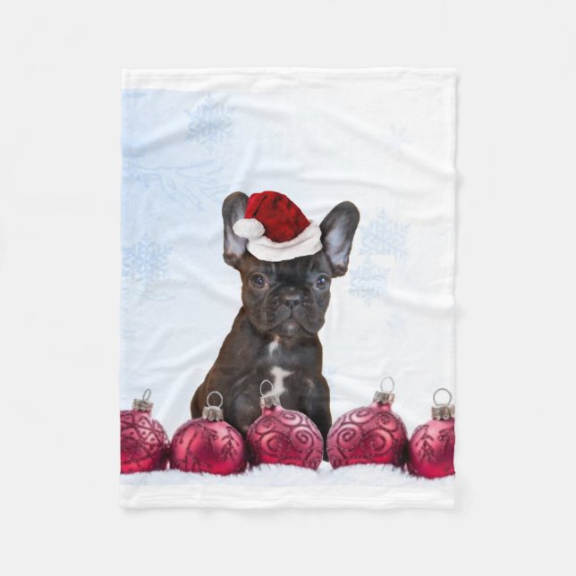 Fleecedecke der Weihnachtsfranzösischen Bulldogge (Vorderseite)