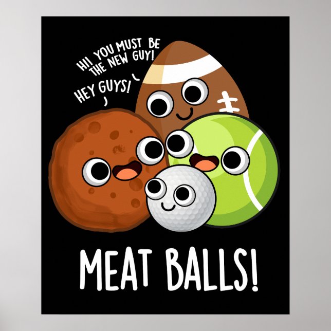 Fleisch Balls Funny Food Pub Dark BG Poster (Vorne)