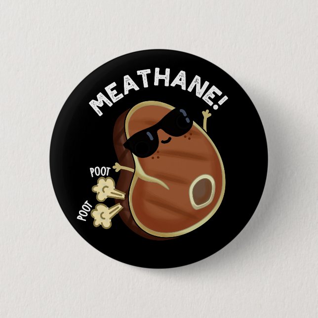 Fleisch-Hane Funny Farting Fleisch Pun Dark BG Button (Vorderseite)