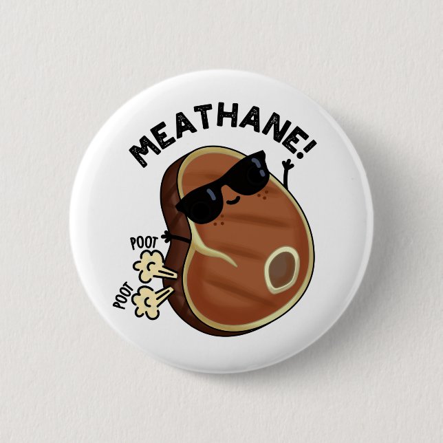 Fleisch-Hane Funny Farting Meat Pun Button (Vorderseite)