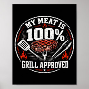 Fleisch ist 100% Grill-Approved lustiger BBQ-Vater Poster