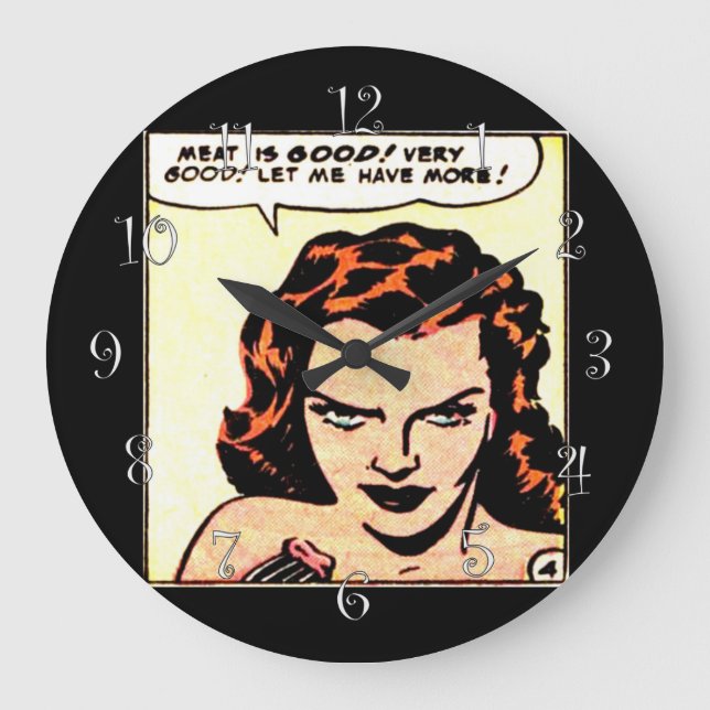 Fleisch ist gut! große wanduhr (Vorderseite)
