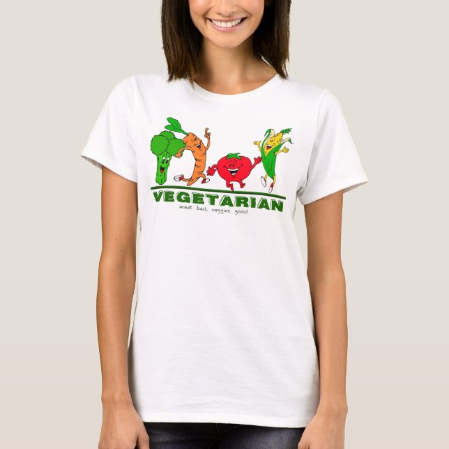 Fleisch schlecht, Gemüse gut Vegetarier T-Shirt (Vorderseite)