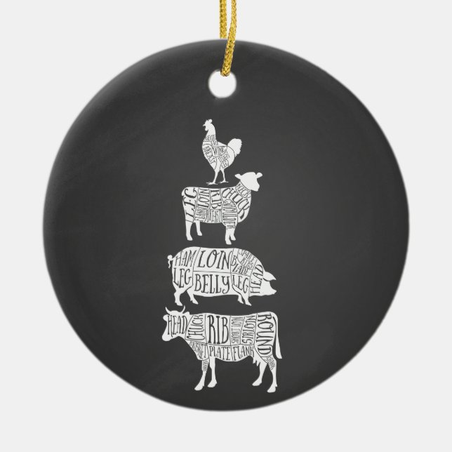 Fleisch von Hühnerfleisch von Kuhfleisch, Kleinhal Keramik Ornament (Vorne)